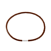 LÆDER COLLIER BRUN FLET M/STÅL LÅS