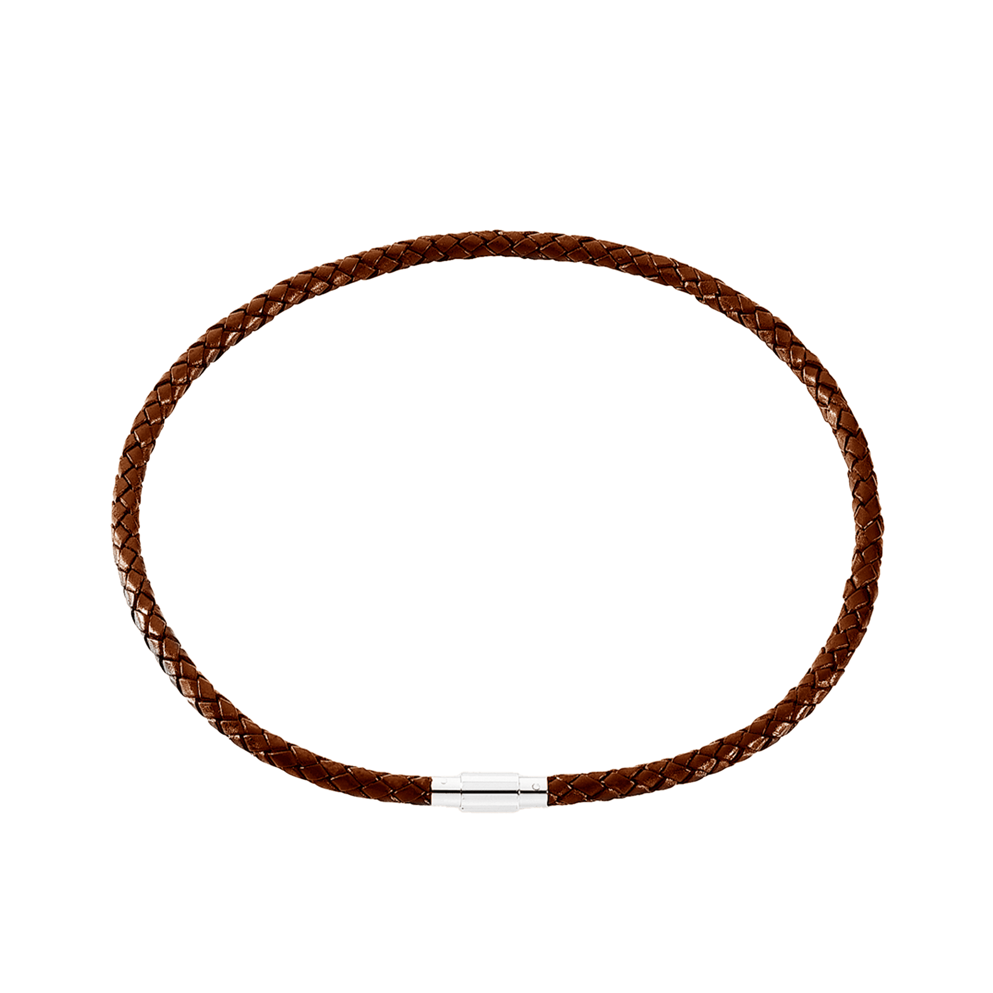 LÆDER COLLIER BRUN FLET M/STÅL LÅS