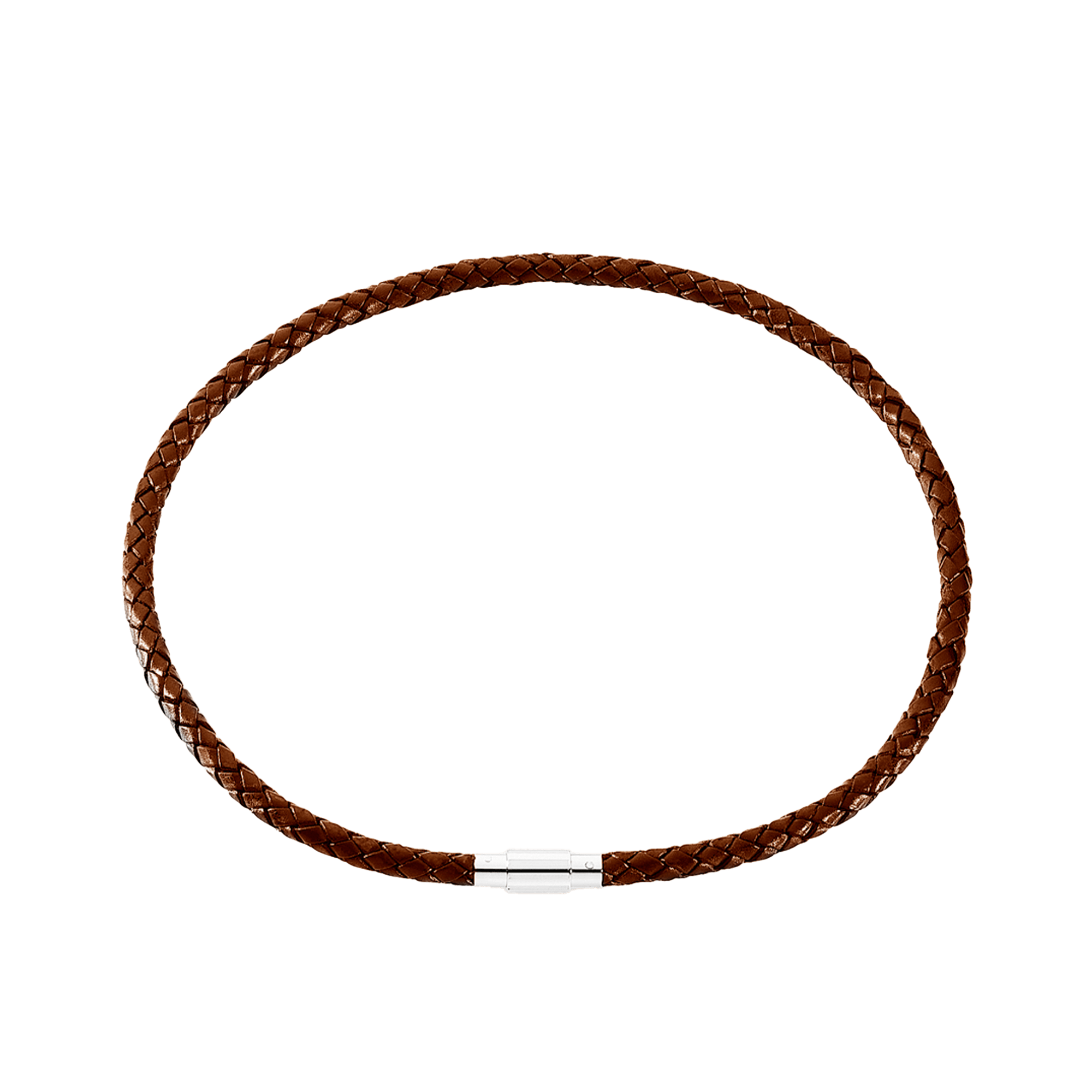 LÆDER COLLIER BRUN FLET M/STÅL LÅS