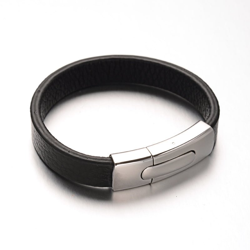 Læderarmbånd med lås i stål