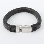 Læderarmbånd med magnetlås i stål