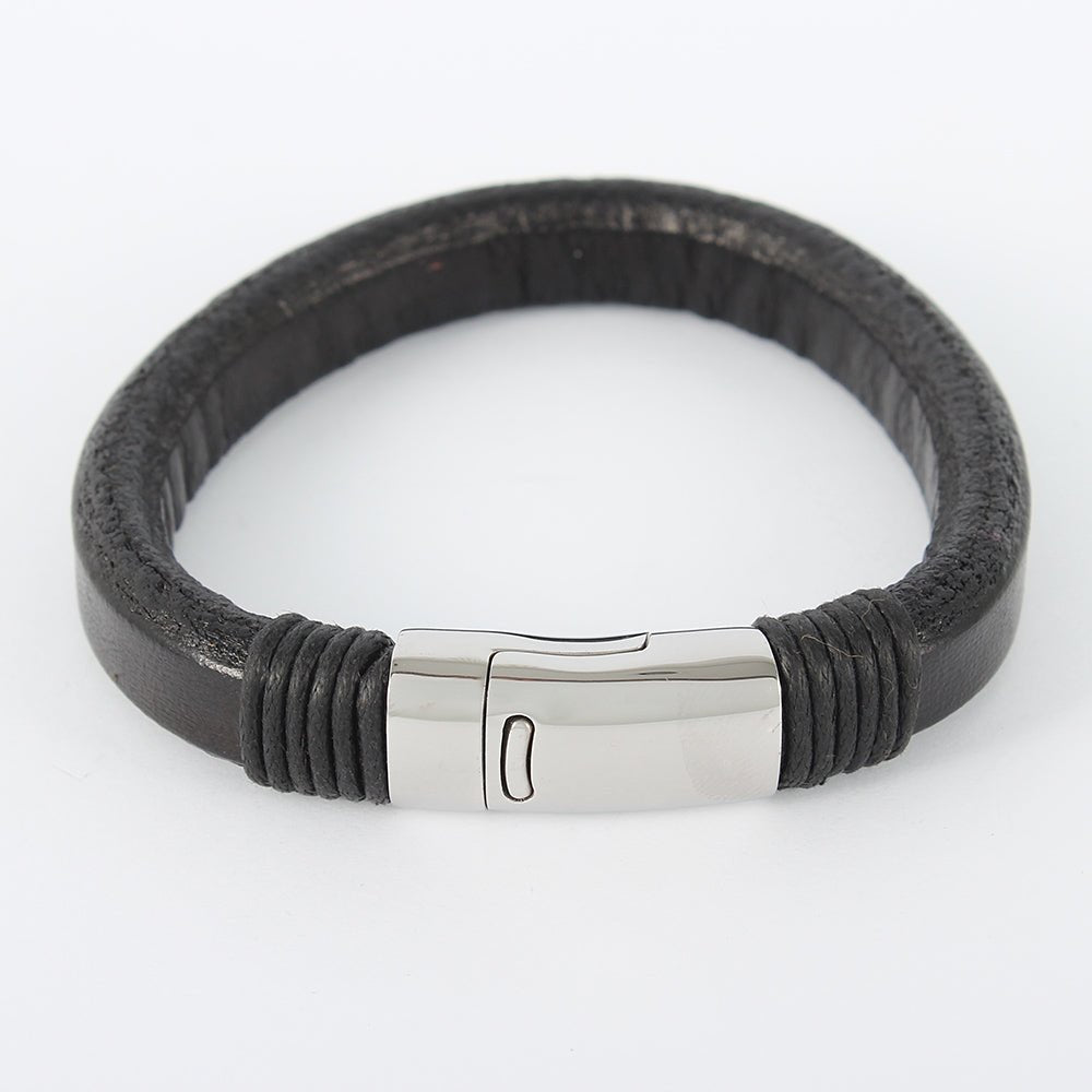 Læderarmbånd med magnetlås i stål