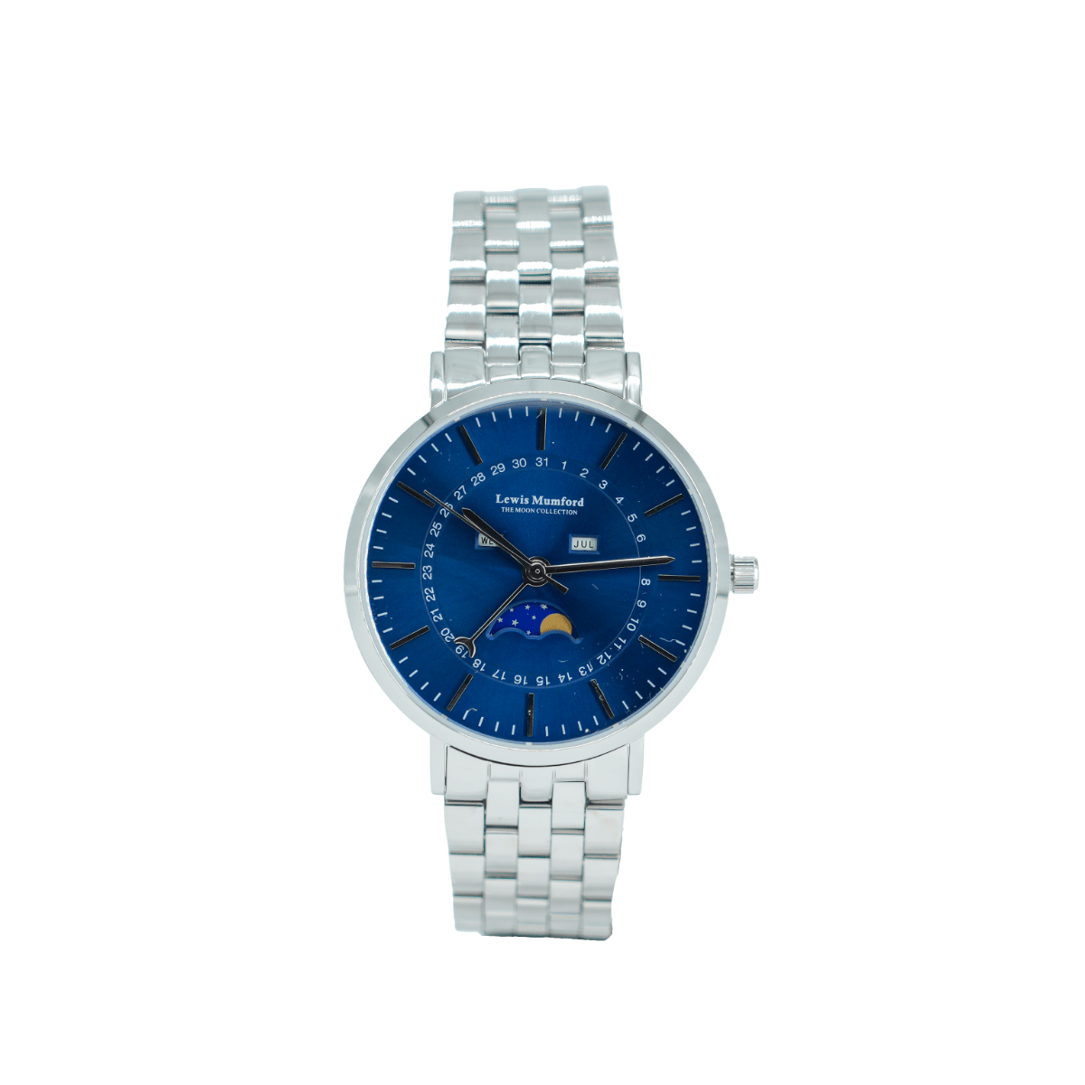 Lewis Mumford dameur med stållænke og månefase - 38 mm - Urma.dk