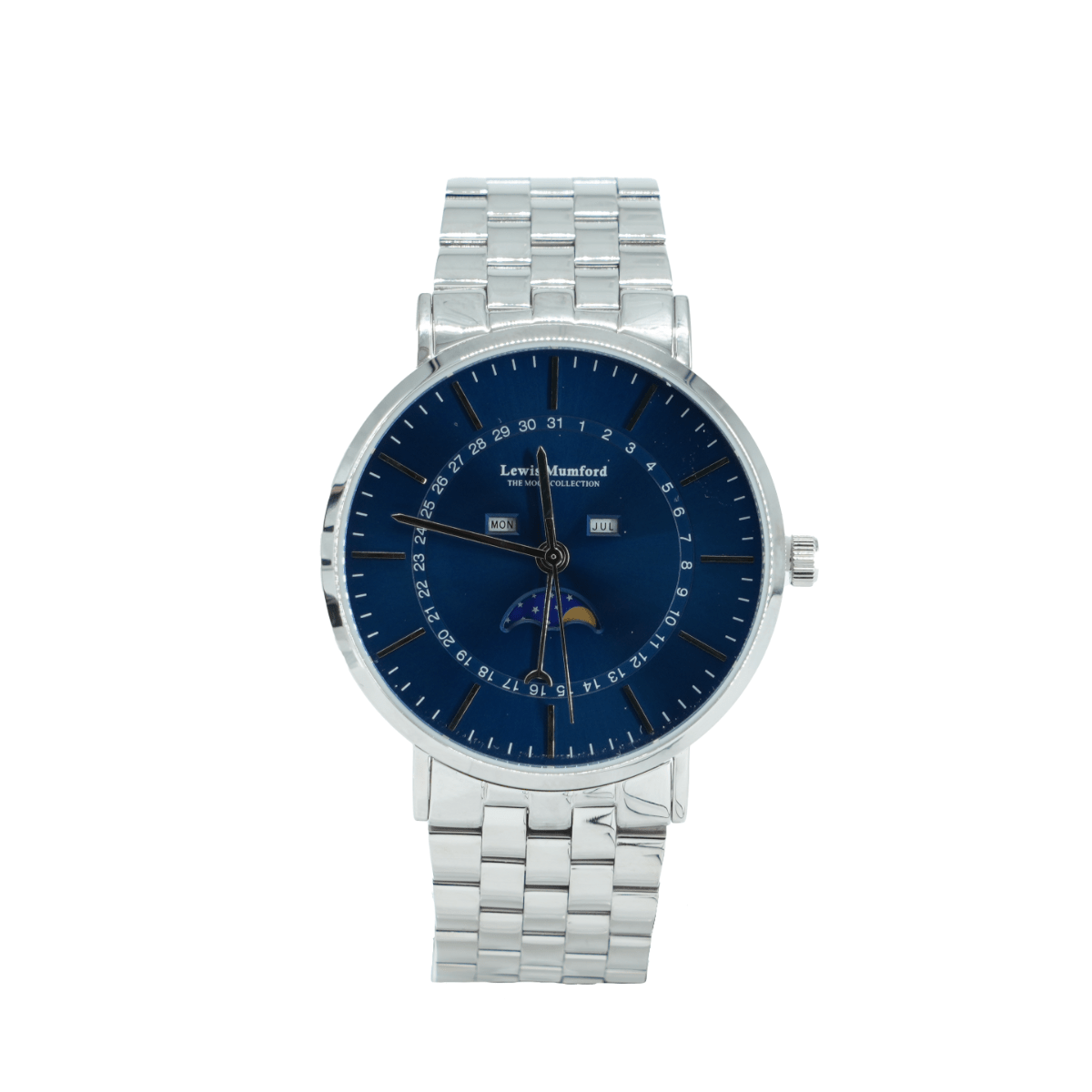 Lewis Mumford herreur stål med månefase - 42 mm - Urma.dk