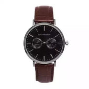 Lewis Mumford sort med brun læderrem - 38 mm - Urma.dk