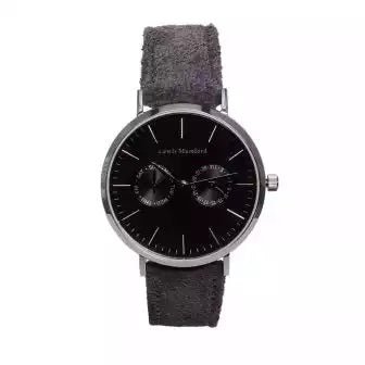 Lewis Mumford sort med grå urrem - 38 mm - Urma.dk