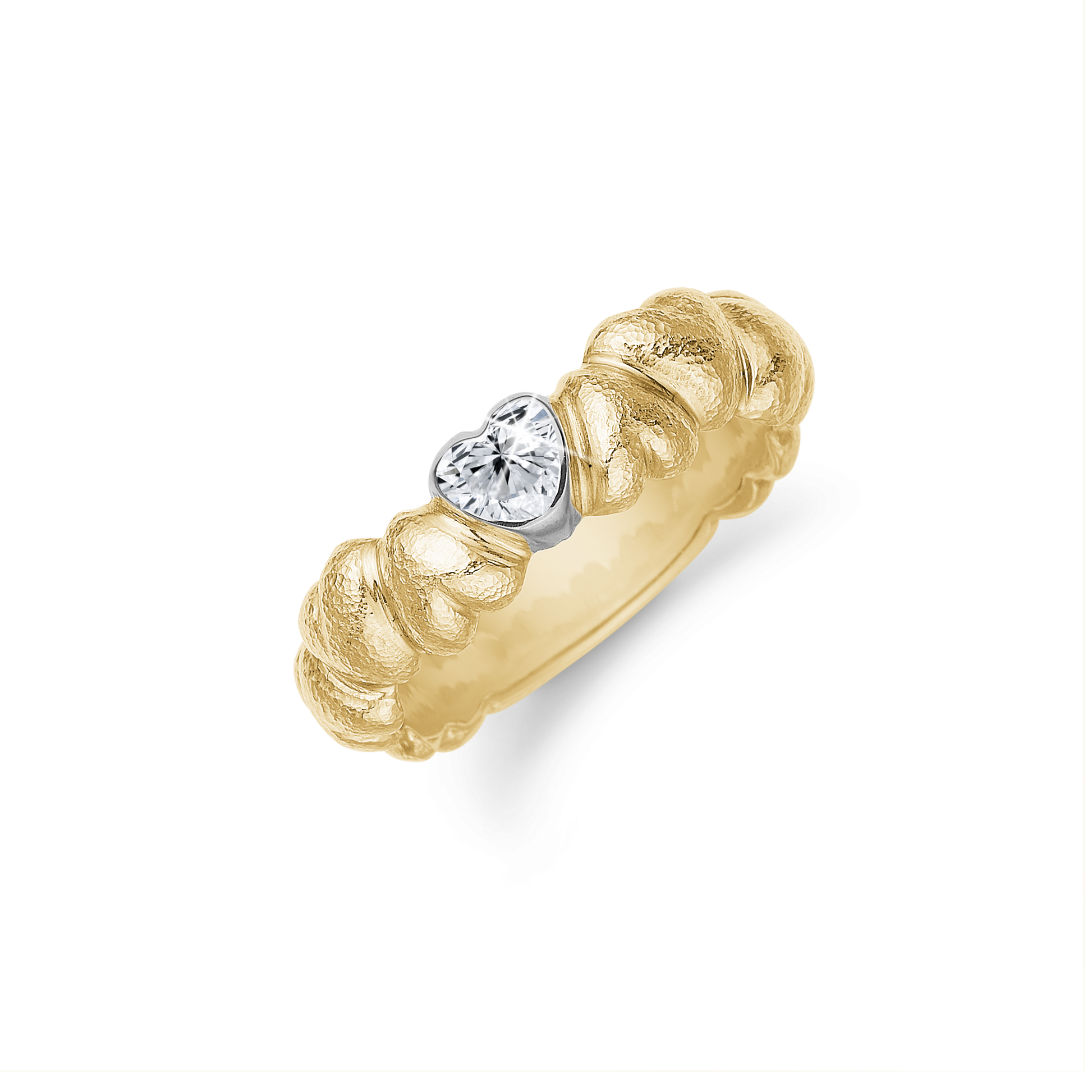 Ring 14 karat med hjerte og Labgrown diamant på 0,20ct
