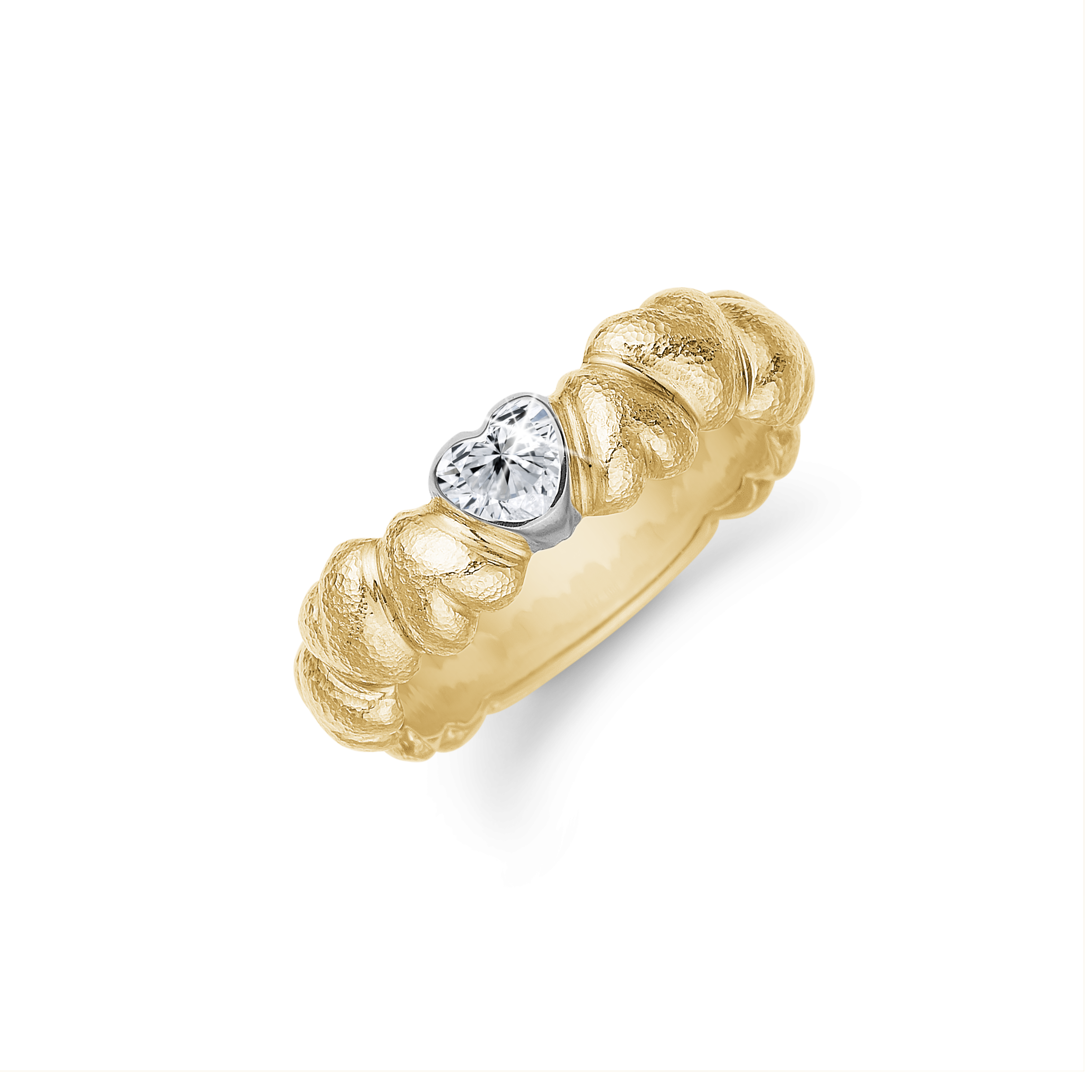 Ring 14 karat med hjerte og Labgrown diamant på 0,20ct