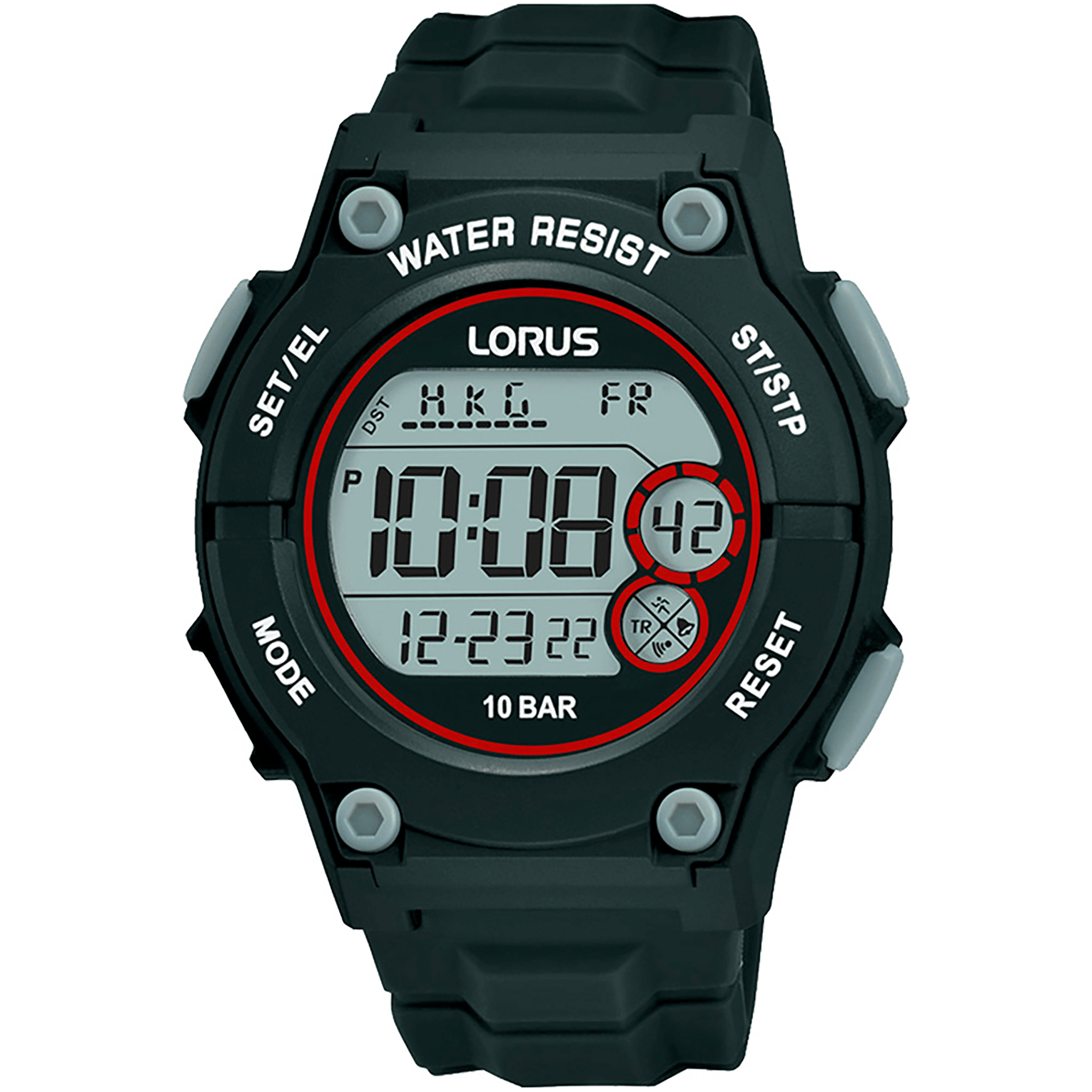 Lorus Unisex Resin Sort Digital Ur R2329PX9 - Urma.dk