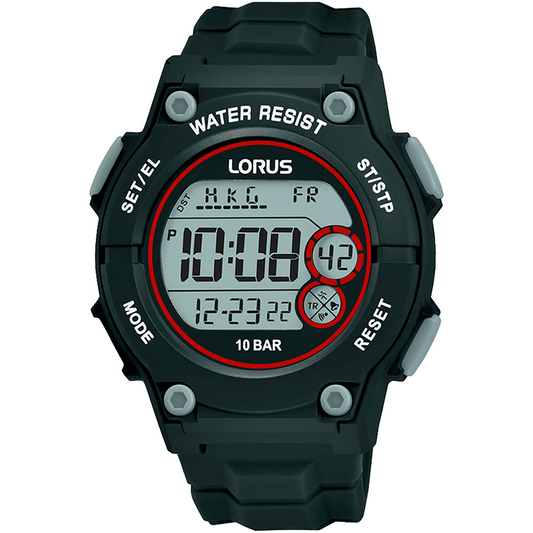Lorus Unisex Resin Sort Digital Ur R2329PX9 - Urma.dk