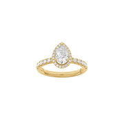 LUXURY Halo dråbe 14kt. guldsring m. Lab. G. dia. 1,52ct TW/VS2 - Urma.dk