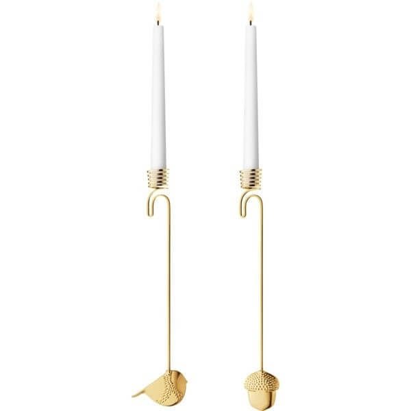 Lysholdere 2018 - Sæt med 2 stk - Agern og Vinterfugl - Urma.dk