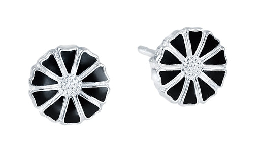 Marguerit ørestikker 7,5 mm, Sølv/Sort