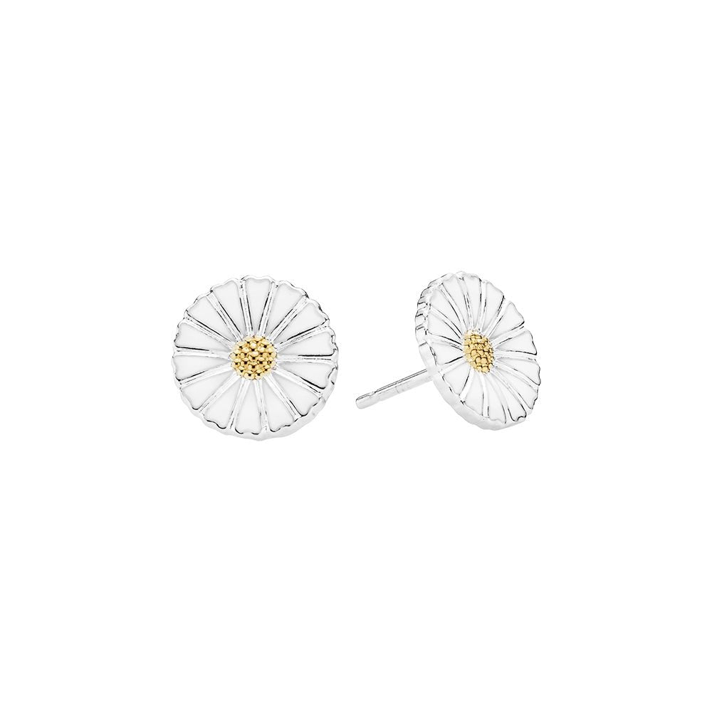 Marguerit ørestikker 11 mm, Sølv/Hvid/Forgyldt - Urma.dk