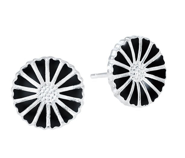 Marguerit ørestikker 11 mm, Sølv/Sort - Urma.dk