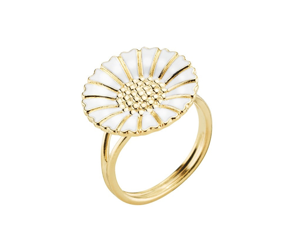 Marguerit ring 18 mm, forgyldt sølv 