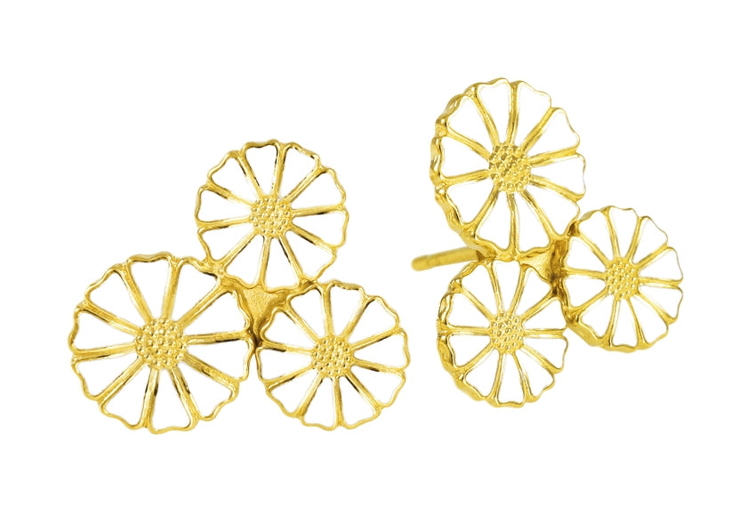Marguerit ørestikker med 3 blomster
