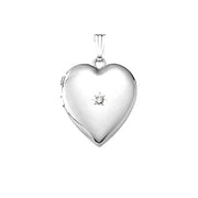 Medaljon i rhod. sølv m. 0,01ct. Inkl. kæde - Urma.dk