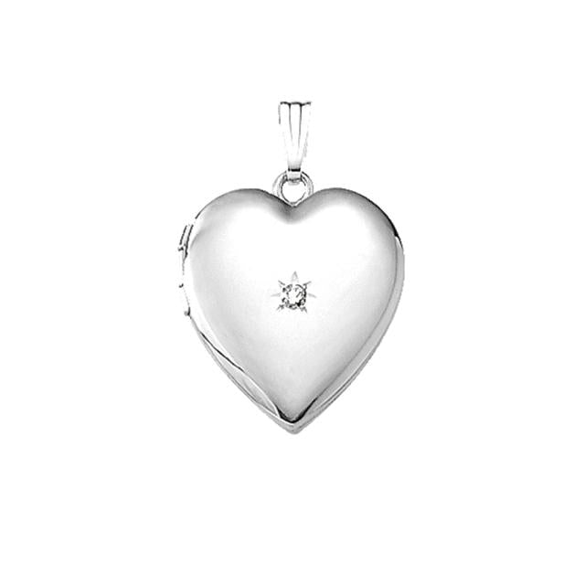 Medaljon i rhod. sølv m. 0,01ct. Inkl. kæde - Urma.dk