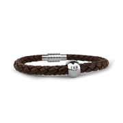 Mens armbånd brun med rund far charm 19 