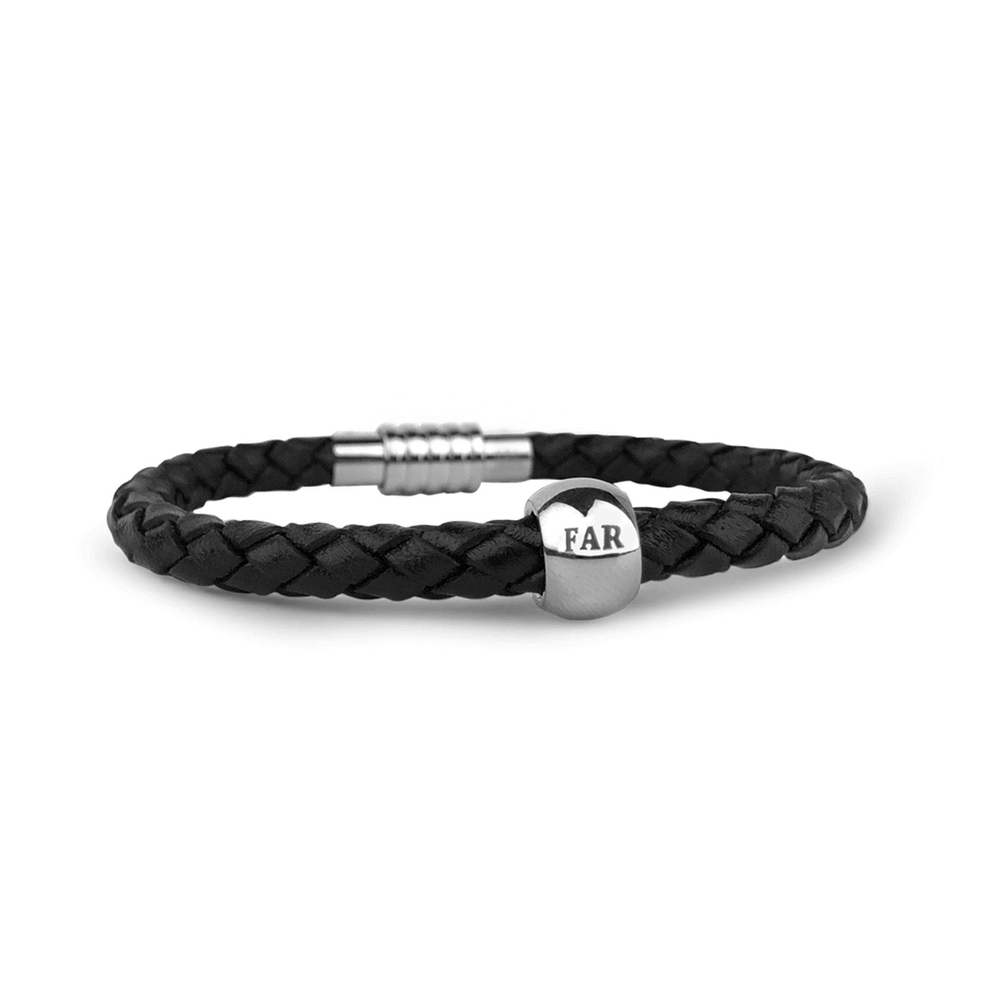 Mens armbånd sort med rund far charm 20 