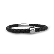 Mens armbånd sort med rund far charm 21 