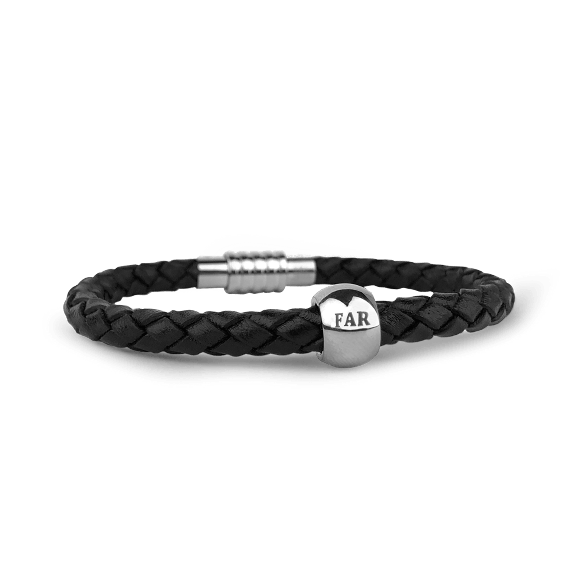 Mens armbånd sort med rund far charm 21 