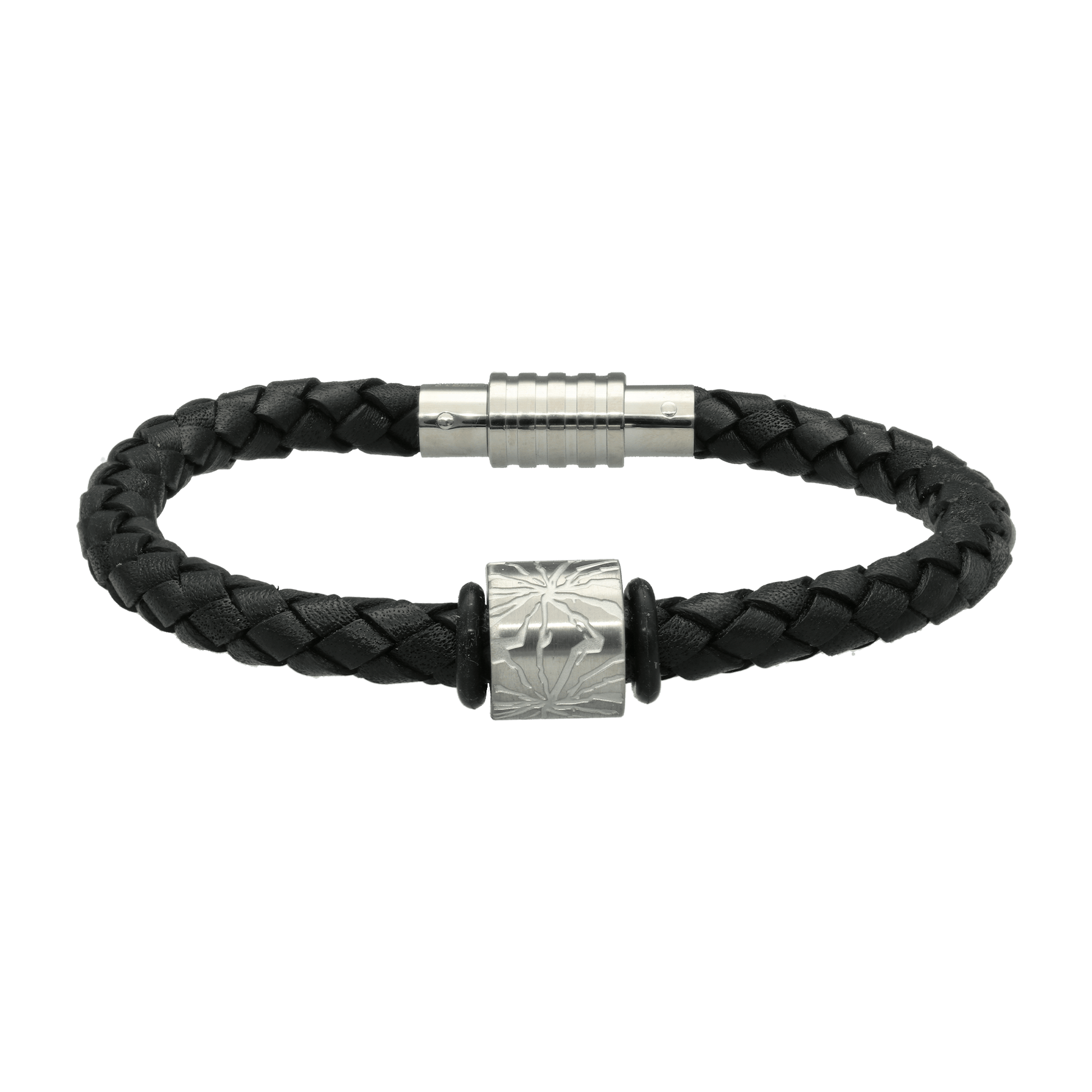 MENS sort armbånd med charm