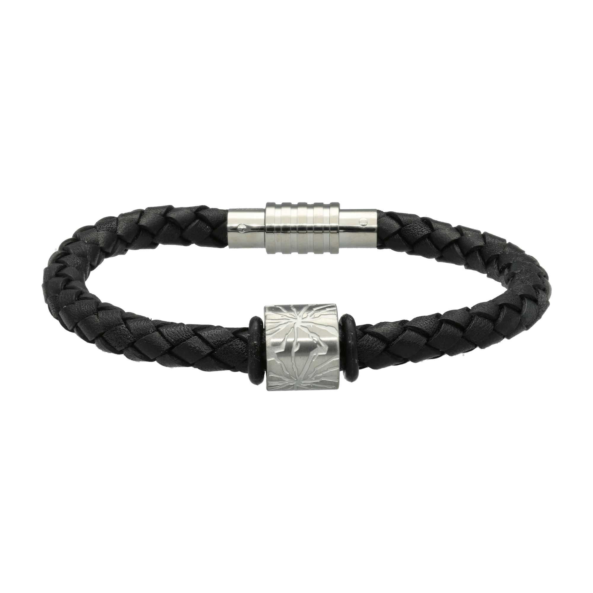 MENS sort armbånd med charm