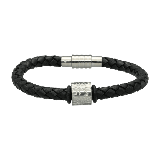 MENS sort armbånd med charm