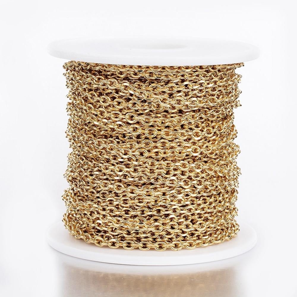 Meterkæde, anker i forgyldt rustfrit stål - Urma.dk