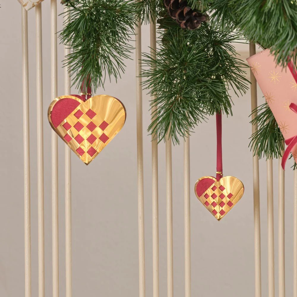 Miniature XS 5 cm julehjerte - forgyldt - Urma.dk