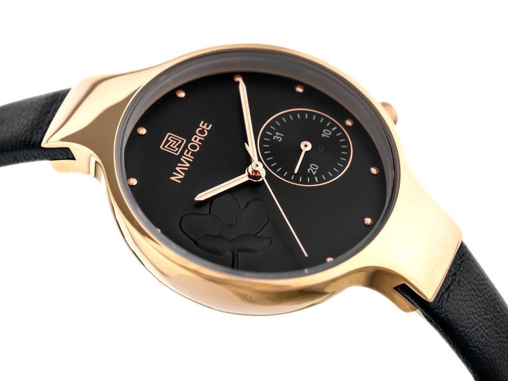 Naviforce dameur med sort læderrem - Urma.dk