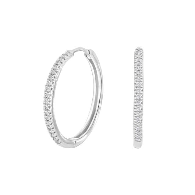 Creoler i 14 karat hvidguld med brillanter - 0,11 ct w/si