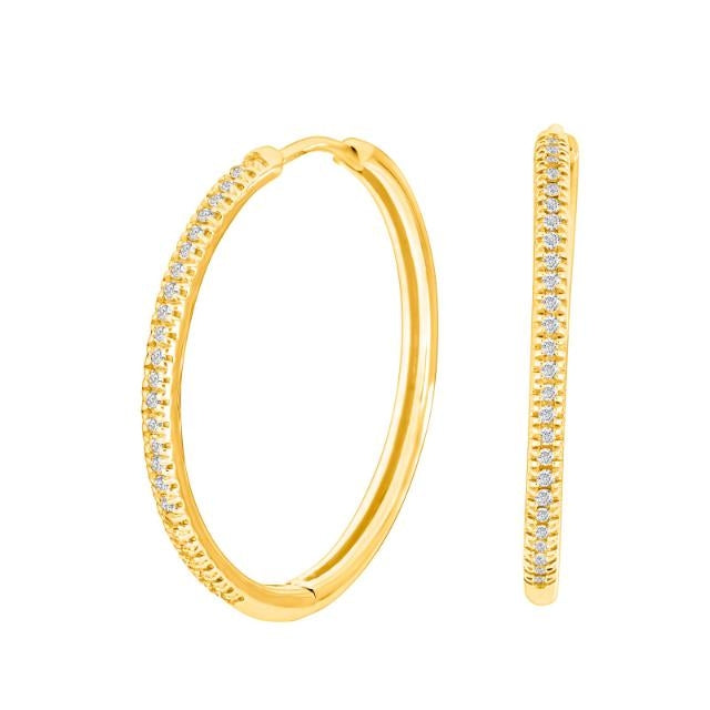 Creoler i 14 karat guld med brillanter - 0,15 ct w/si