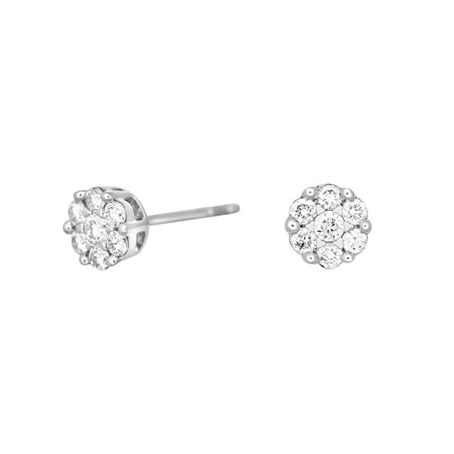 Ørestikker 14 karat hvidguld med diamanter - roset - 0,23 ct w/si