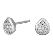 Ørestikker 14 karat hvidguld med diamanter - dråbe - 0,155 ct w/si