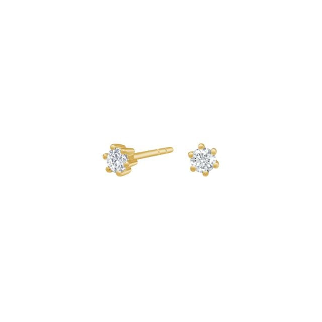 Ørestikker 14 karat guld, 6 greb med diamanter  - 0,20 ct w/si