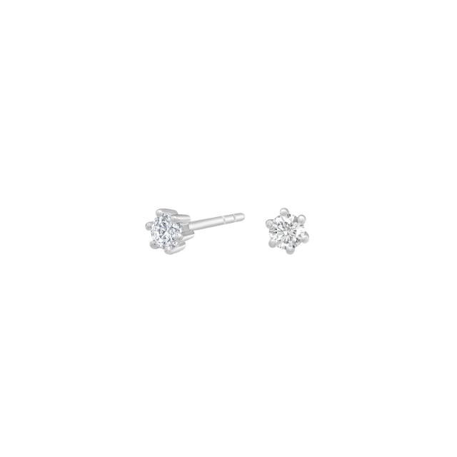 Ørestikker 14 karat hvidguld, 6 greb med diamanter - 0,20 ct w/si