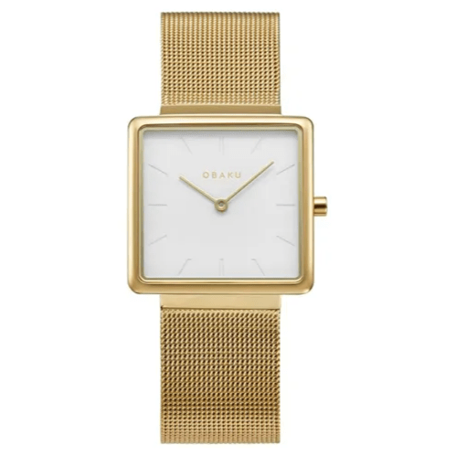 OBAKU KVADRAT - GOLD 4,9mm Safirglas Ø28x28mm V236LXGIMG - Urma.dk