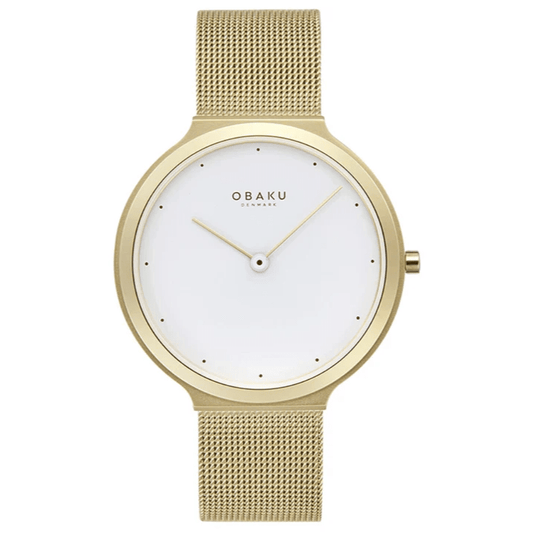 OBAKU SATIN LILLE - GOLD 4,8mm Safirglas Ø36mm V269LXGWMG - Urma.dk