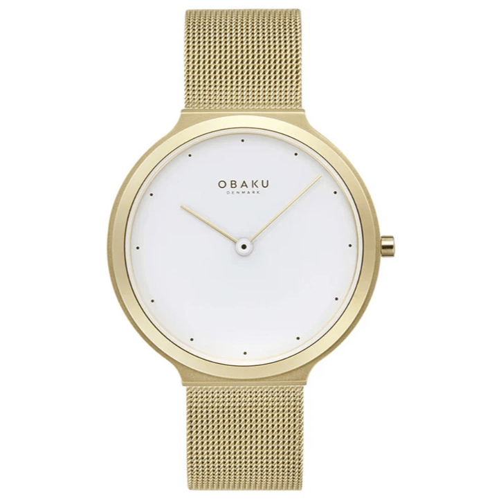 OBAKU SATIN LILLE - GOLD 4,8mm Safirglas Ø36mm V269LXGWMG - Urma.dk