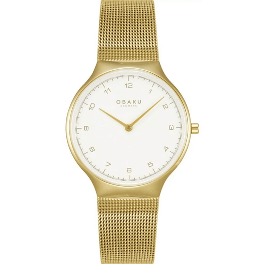 OBAKU SLANK LILLE - GOLD 4,9mm Safirglas Ø32mm V306LXGWMG - Urma.dk