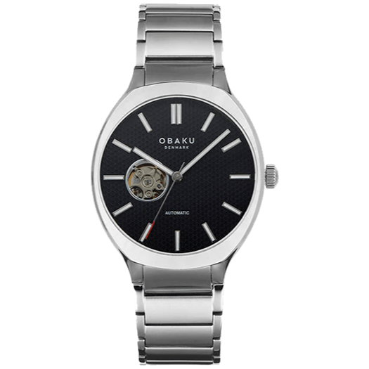 OBAKU STYRKE - BLACKSTEEL Safir glas Ø41mm AUTOMATIK V303GTCBSC - Urma.dk
