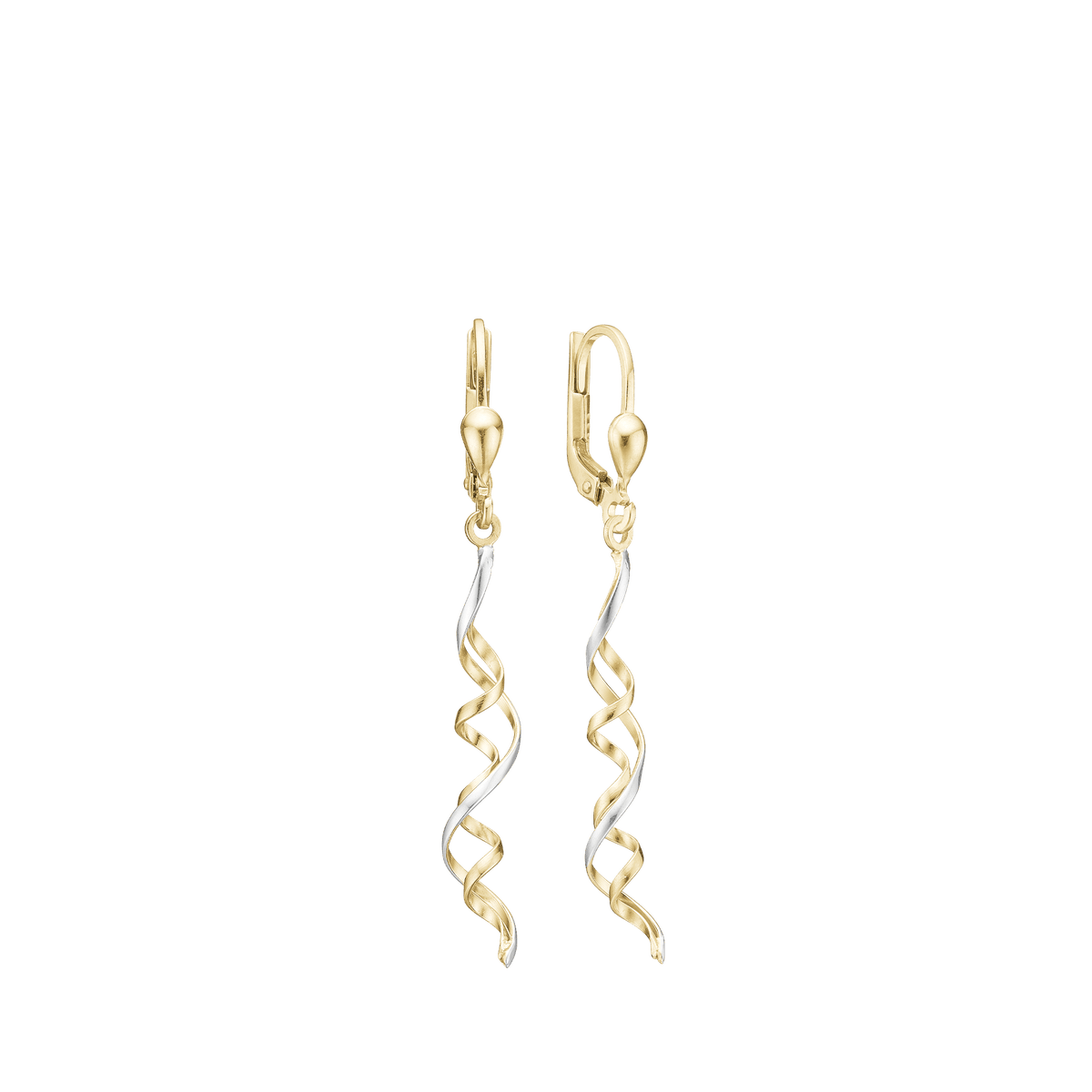 Ørehænger 8kt, twist guld/hv guld 43mm
