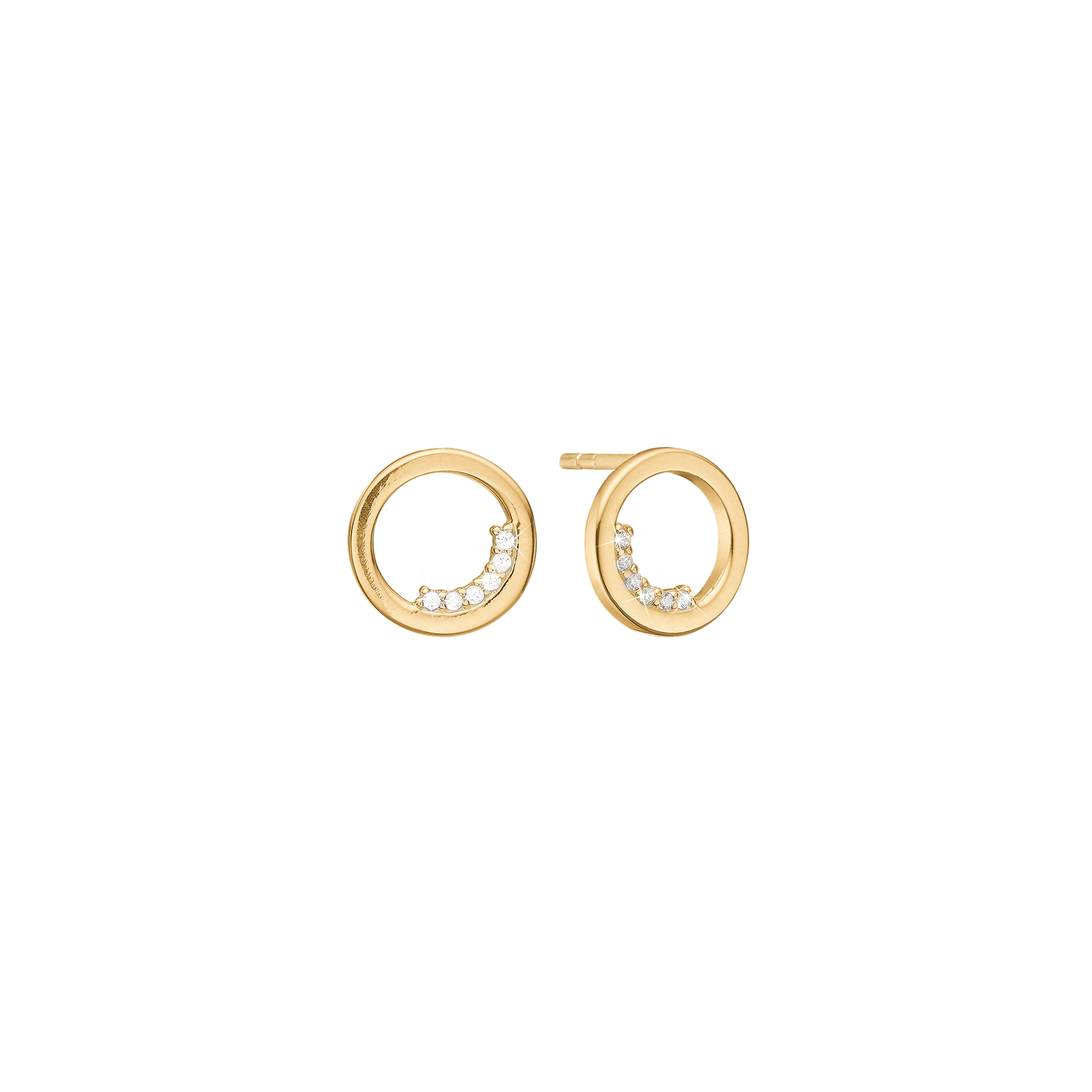 Ørestikker, 14kt guld m/12 cz