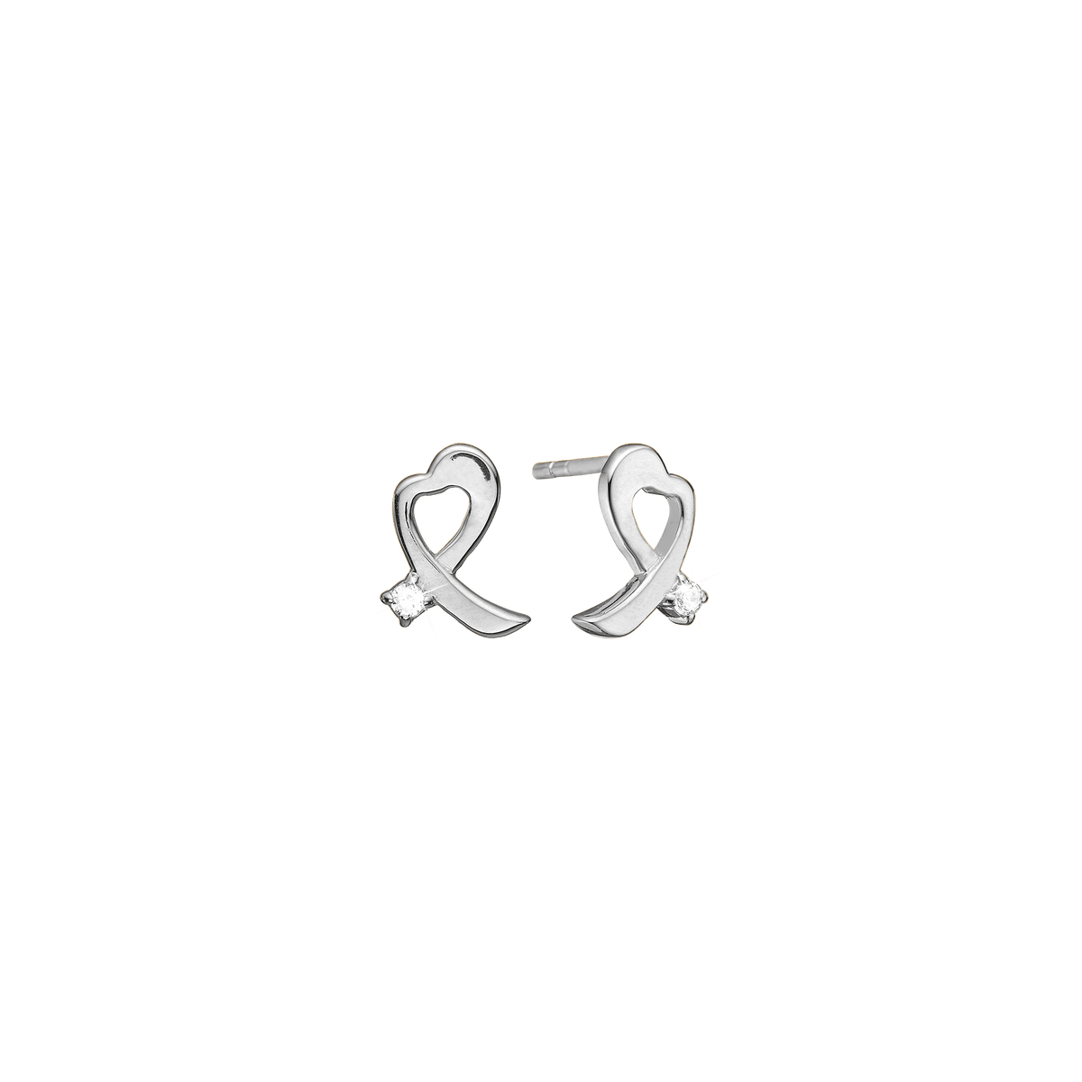 Ørestikker, 8k hvidguld m 2 x 0,01CT dia