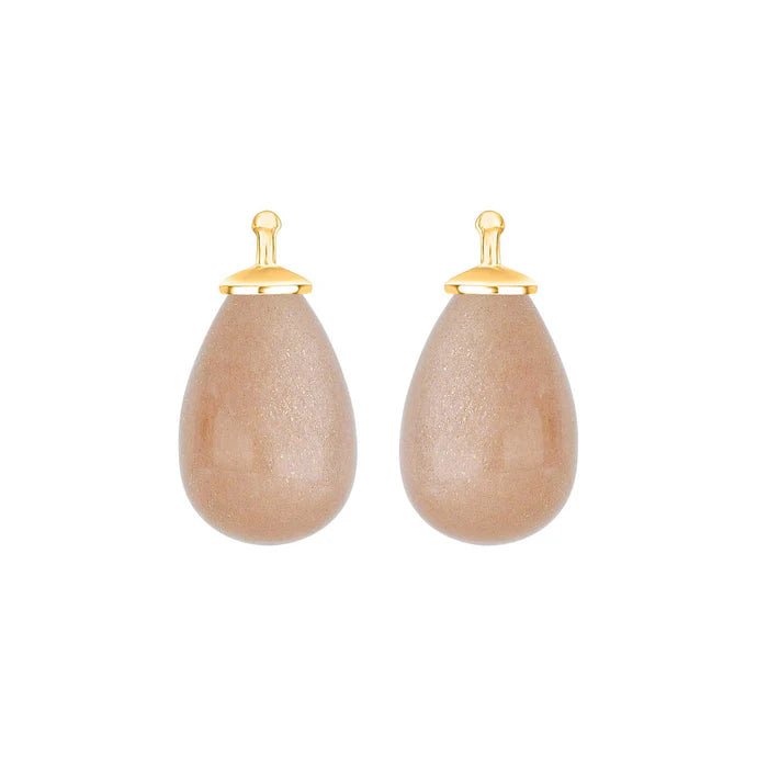 Orange månesten dråbe m/8kt. guld - par - Urma.dk