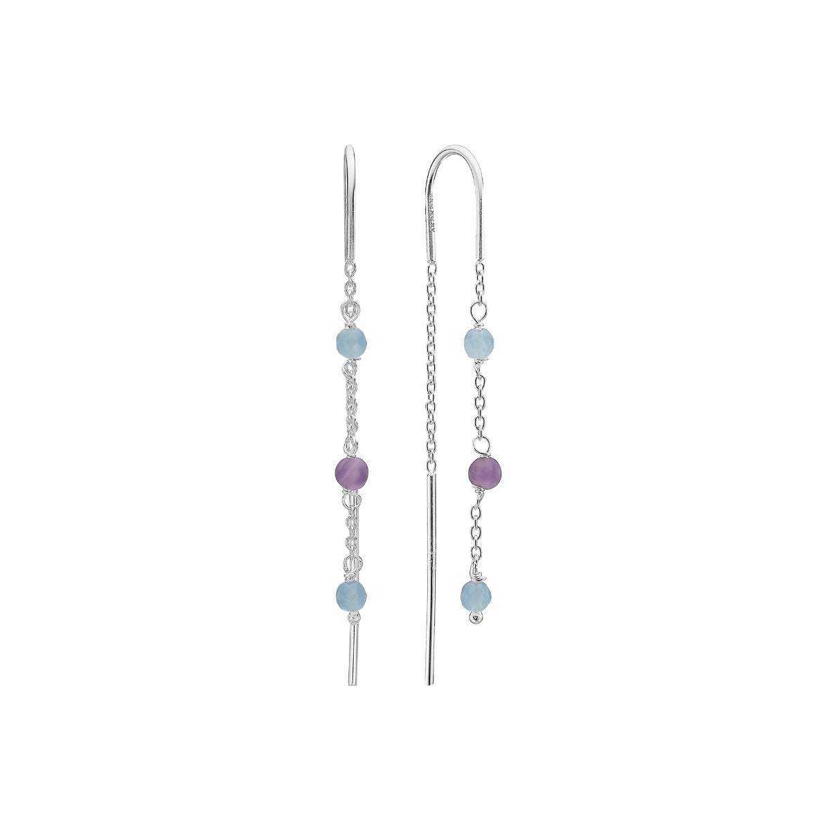 Ørehænger, Amethyst/Blå Quartz, sølv - Urma.dk