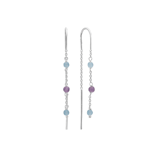 Ørehænger, Amethyst/Blå Quartz, sølv - Urma.dk